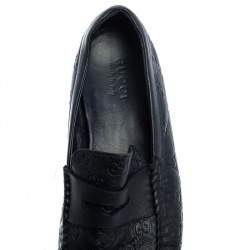 Pre Owned حذاء لوفرز غوتشي جلد غوتشيسيما أزرق كحلي سليب أون مقاس 43.5