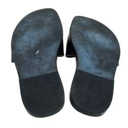 Pre Owned Gucci Black Leather Horsebit Slides Sandals Size 43.5