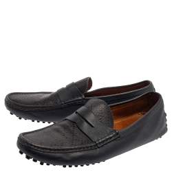 Pre Owned حذاء لوفرز غوتشى سليب أون بينى جلد ديامنت أزرق مقاس 44