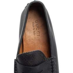 Pre Owned حذاء لوفرز غوتشى سليب أون بينى جلد ديامنت أزرق مقاس 44