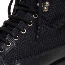 Gucci Black Leather and Nylon Combat Boots Size 43