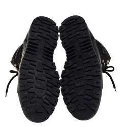 Gucci Black Leather and Nylon Combat Boots Size 43