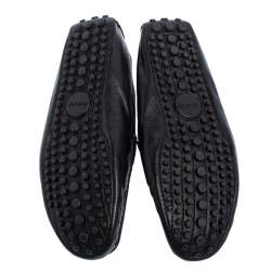 Pre Owned Gucci Black Leather Bamboo Horsebit Slip On Loafers Size 43