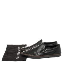 مملوكة مسبقًا Gucci Black Guccissima Leather Slip On Sneakers Size 42