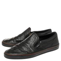 مملوكة مسبقًا Gucci Black Guccissima Leather Slip On Sneakers Size 42