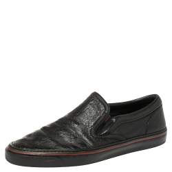 مملوكة مسبقًا Gucci Black Guccissima Leather Slip On Sneakers Size 42
