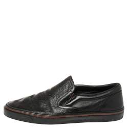 مملوكة مسبقًا Gucci Black Guccissima Leather Slip On Sneakers Size 42