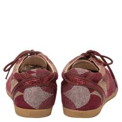 Pre Owned Gucci Multicolor Lurex Fabric And Embossed Trim GG Embellished Lace Up Sneaker Size 43