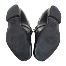 Pre Owned حذاء لوفرز غوتشي سليب أون مزين جي جي متداخل جلد أسود مقاس 44