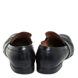 Pre Owned حذاء لوفرز غوتشي سليب أون مزين جي جي متداخل جلد أسود مقاس 44