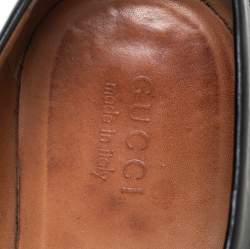 Pre Owned حذاء لوفرز غوتشي سليب أون مزين جي جي متداخل جلد أسود مقاس 44