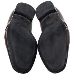 مملوكة مسبقًا حذاء لوفرز غوتشي جي جي متداخل جلد بني مقاس 44