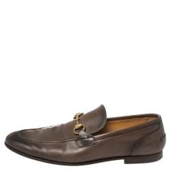 Pre Owned حذاء لوفرز غوتشى سليب أون هورسيبت جلد بني مقاس 43