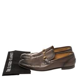 Pre Owned حذاء لوفرز غوتشى سليب أون هورسيبت جلد بني مقاس 43