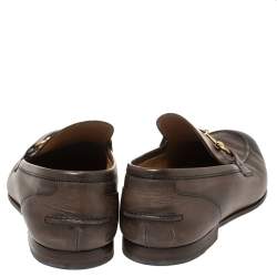 Pre Owned حذاء لوفرز غوتشى سليب أون هورسيبت جلد بني مقاس 43