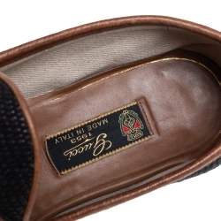 Pre Owned Gucci Blue/Brown Canvas And Leather 1955 Horsebit Slip On Loafers Size 43