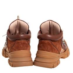 Pre Owned Gucci Brown Suede And Leather Flashtrek Low Top Sneakers Size 42