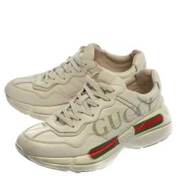 Pre Owned حذاء رياضي غوتشي جلد كريمي ريتون مقاس 41.5