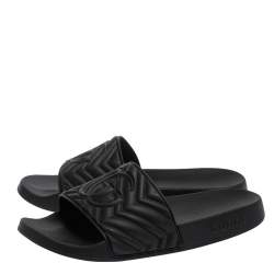 Pre Owned Gucci Black Rubber Matelasse Slide Sandals Size 41