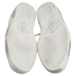 Pre Owned Gucci White Leather New Ace Logo Print Sneakers Size 42.5