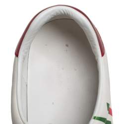 Pre Owned Gucci White Leather New Ace Logo Print Sneakers Size 42.5