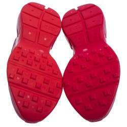 Pre Owned Gucci Pink Leather Rhyton Logo Print Low Top Sneakers Size 42