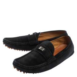 Gucci Black Suede Slip on Loafers Size 41.5