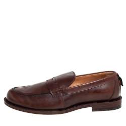 Gucci Brown Leather Penny Loafers Size 42.5