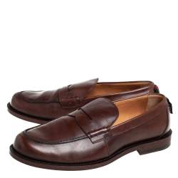 Gucci Brown Leather Penny Loafers Size 42.5