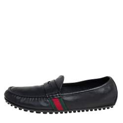 Gucci Black Leather Slip On Loafers Size 42.5