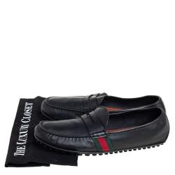 Gucci Black Leather Slip On Loafers Size 42.5
