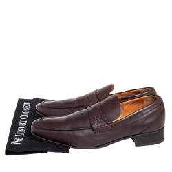 Gucci Brown Leather Slip On Loafers Size 41