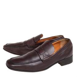 Gucci Brown Leather Slip On Loafers Size 41