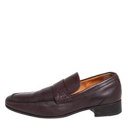 Gucci Brown Leather Slip On Loafers Size 41