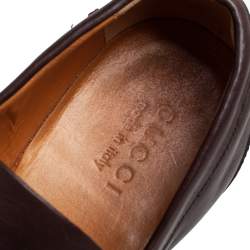 Gucci Brown Leather Slip On Loafers Size 41