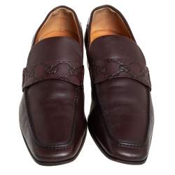 Gucci Brown Leather Slip On Loafers Size 41