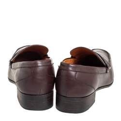 Gucci Brown Leather Slip On Loafers Size 41