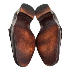 Gucci Brown Leather Slip On Loafers Size 41