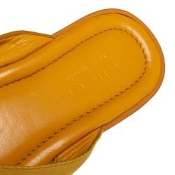 Pre Owned Gucci Yellow Diamante Leather And Fabric Thong Flats Size 43