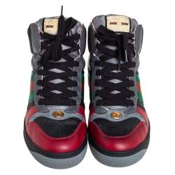 مملوكة مسبقًا حذاء رياضي غوتشي سكرينر جلد متعدد الألوان مرتفع من أعلى مقاس 45