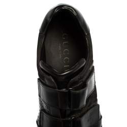 Gucci Black Leather And Mesh Double Velcro Sneakers Size 45