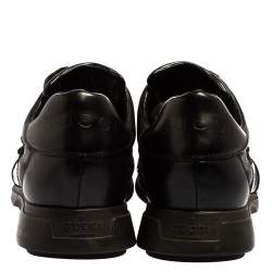Gucci Black Leather And Mesh Double Velcro Sneakers Size 45