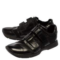 Gucci Black Leather And Mesh Double Velcro Sneakers Size 45