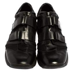 Gucci Black Leather And Mesh Double Velcro Sneakers Size 45