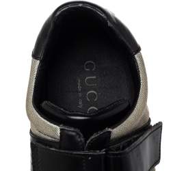 Gucci Black/Grey Leather And Mesh Double Velcro Sneakers Size 45