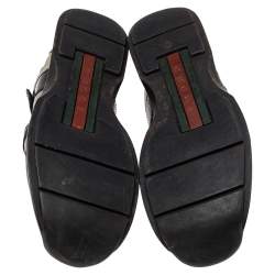 Gucci Black/Grey Leather And Mesh Double Velcro Sneakers Size 45