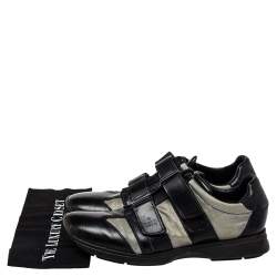 Gucci Black/Grey Leather And Mesh Double Velcro Sneakers Size 45
