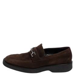 مملوكة مسبقًا Gucci Vintage Brown Suede Horsebit Slip On Loafers Size 44.5