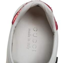 مملوكة مسبقًا حذاء رياضي غوتشي جلد نقشة الثعبان أبيض مقاس 39.5