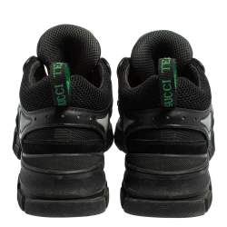 Pre Owned حذاء رياضي غوتشي فلاشتريك شبك وجلد أسود منخفض من أعلى مقاس 42.5